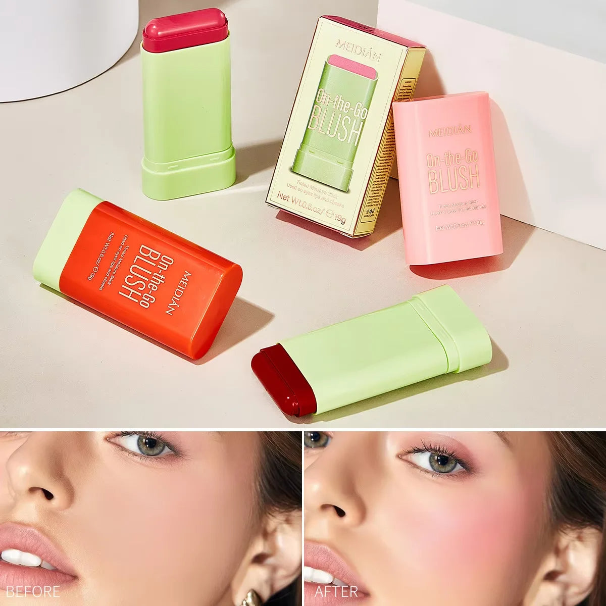 Kit de Maquillaje 3 Barras 3 en 1 – Labios, Mejillas y Ojos
